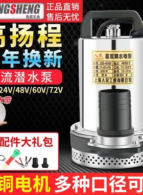 上海人民12V24V48V60V72V直流潜水泵抽水泵家用农用刷车电动车2寸