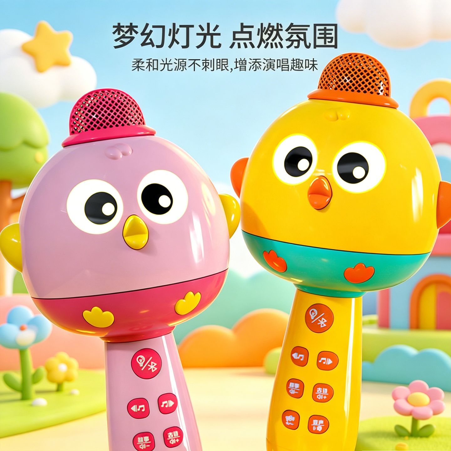 儿童小话筒音响一体麦克风宝宝唱歌机无线蓝牙唱歌婴幼儿玩具女孩