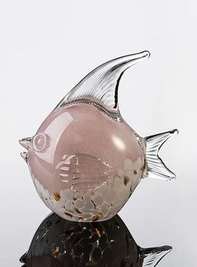 轻奢高档琉OKX鱼摆璃件玻璃色鱼客厅电视酒招柜玄关家居办公彩室