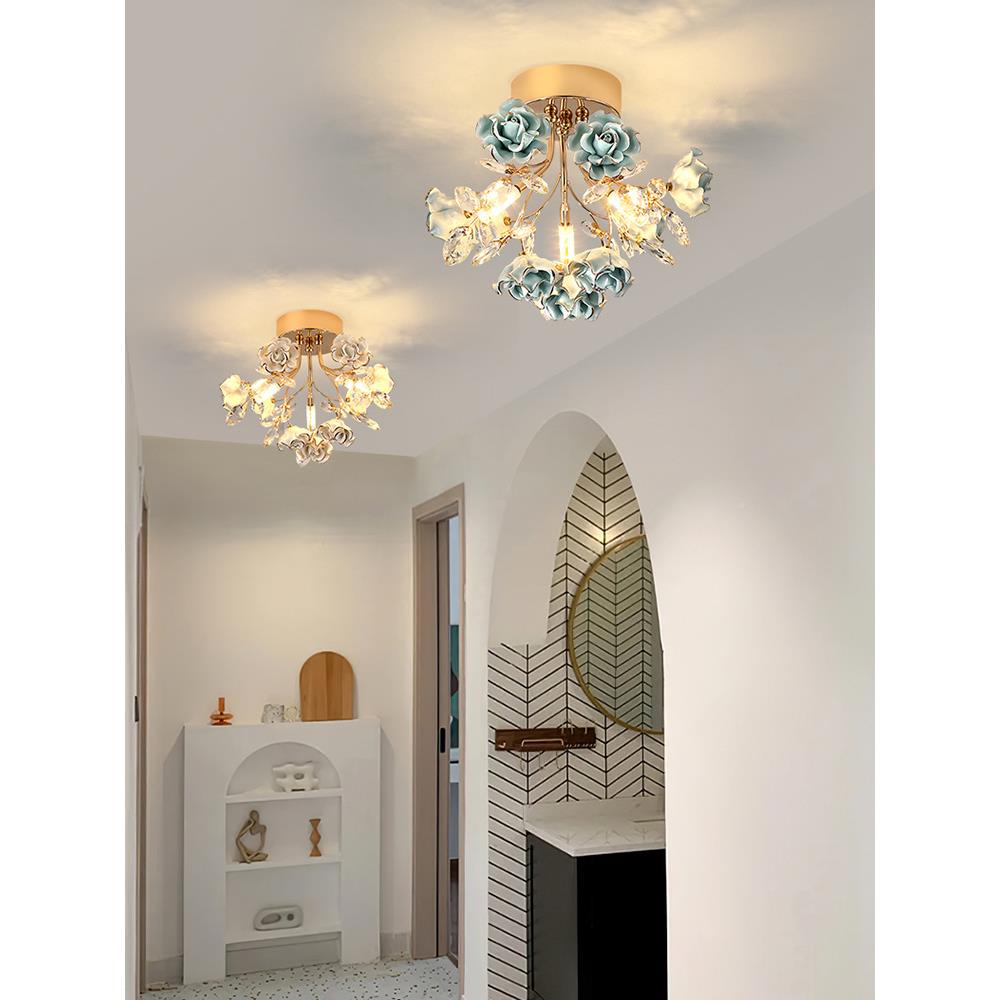 欧道卧室书房玄关走ZQZ廊过顶玄关阳台衣帽间法式陶式瓷玫瑰花吸