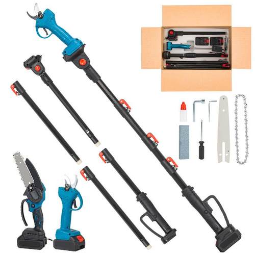 高枝据动式LKN伸缩杆高电电锯充电空式枝修树剪果树加长杆修枝工