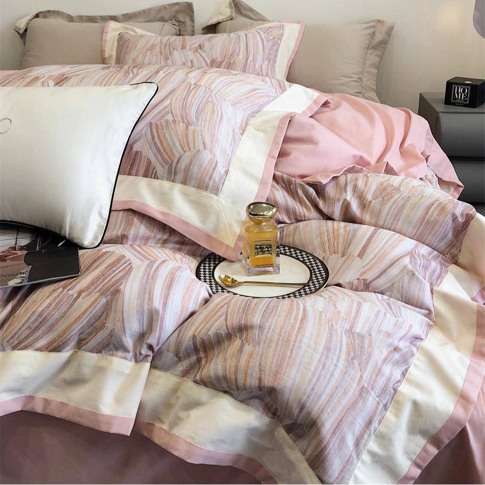 秋冬长绒棉磨毛四件套全厚加保花暖印棉床单被无品牌/套床品