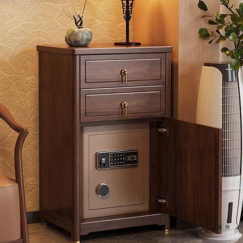 实木床985头柜保密险一体带指纹智码锁家用新款能隐藏式防盗保险