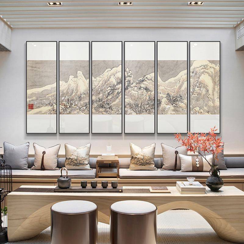 新中大YKJ厅墙板面装饰画酒店大堂样软装挂画客厅高档式山水画壁