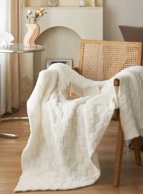 瑞景纺织维AL-66089秋冬加绒菱体半边绒毯子针立织盖毯沙发格搭毯