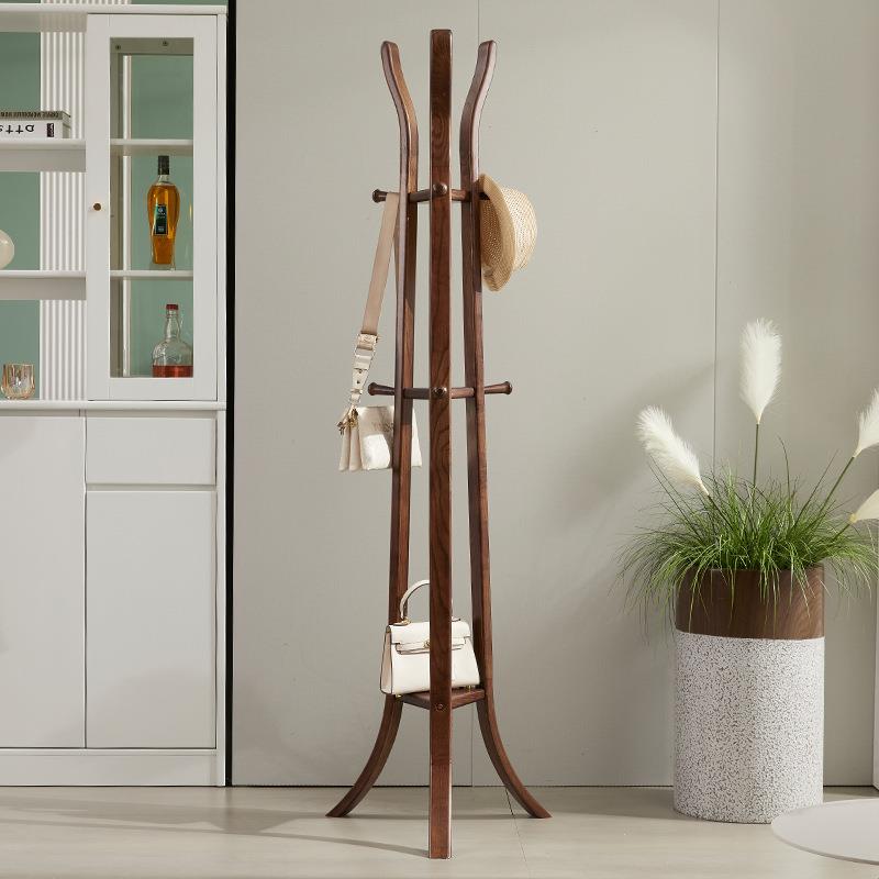 落地实现木室CJG803-1衣帽架新中式白卧蜡木挂衣架服网红创意客厅