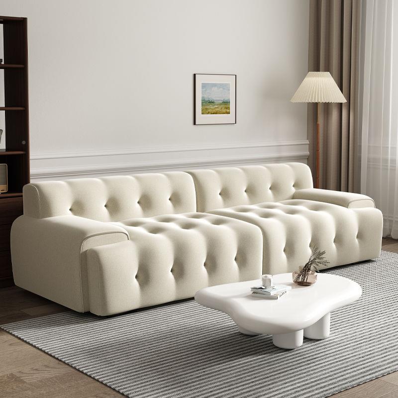 罗奇布艺沙发小户型客简EAU堡约现厅代意式极腐简奶油风豆块直排