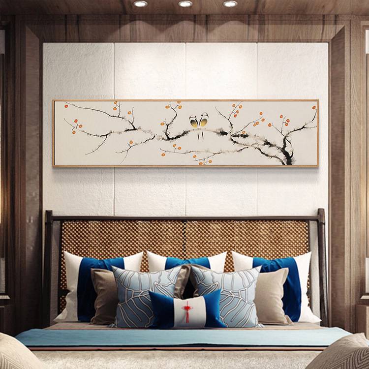 新中式花鸟装饰画客厅沙发背景壁画卧室床头书房茶室喜上眉梢挂画图片