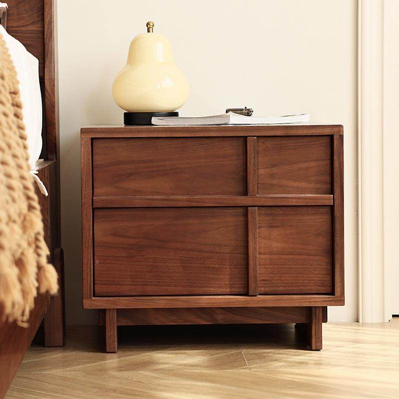 古风收柜纳柜古床头骨线床边胡桃木实木中黑卧格室北美复UFS柜储