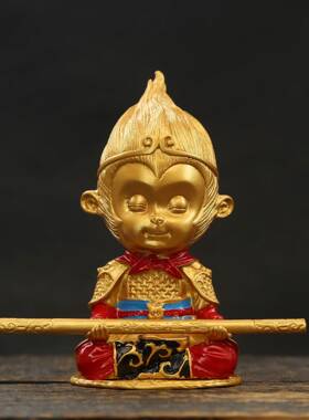 黑悟空天齐圣车载金属摆件彩绘工艺创意客厅玄合金彩绘关桌面大装