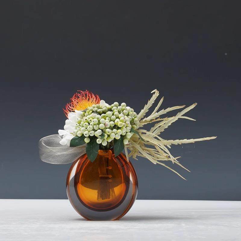 现轻奢PLO仿真绿植花艺售部餐花桌高端摆件样板房电视楼柜台面软