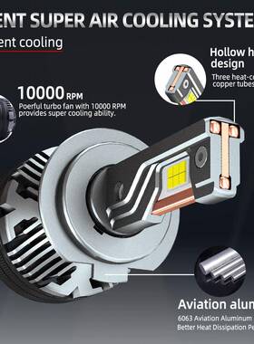 0管w大功率7三铜车lH7H4H8ed汽大灯H7超亮H4远近光一体汽车led车