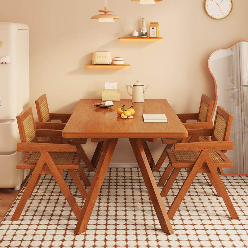 2实木餐桌椅025新款吃饭桌用小户型长方形原风樱桃木家木无品牌/