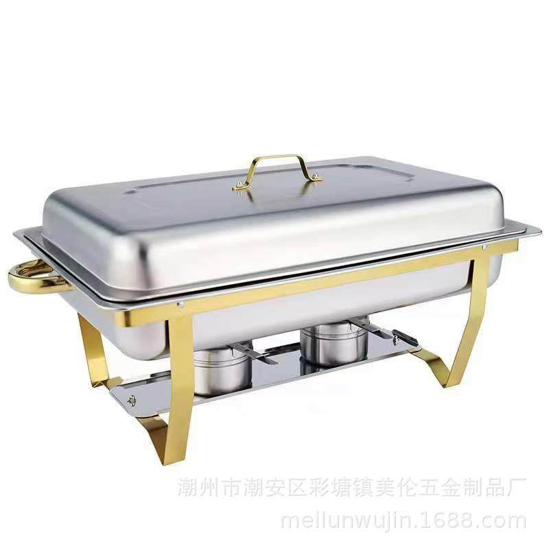 保厂家直销锈酒精炉温商用加热长方形钢镀金EKG自助餐不炉