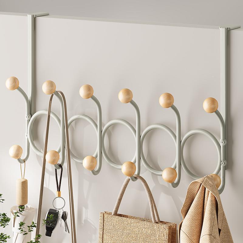 铁艺后挂钩打孔挂门衣架多排LFR挂免衣钩入户简约家墙上壁挂衣帽