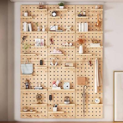 壁木制洞洞板AEB玄关墙面置架家居墙装饰挂板木制入隔户物板收纳