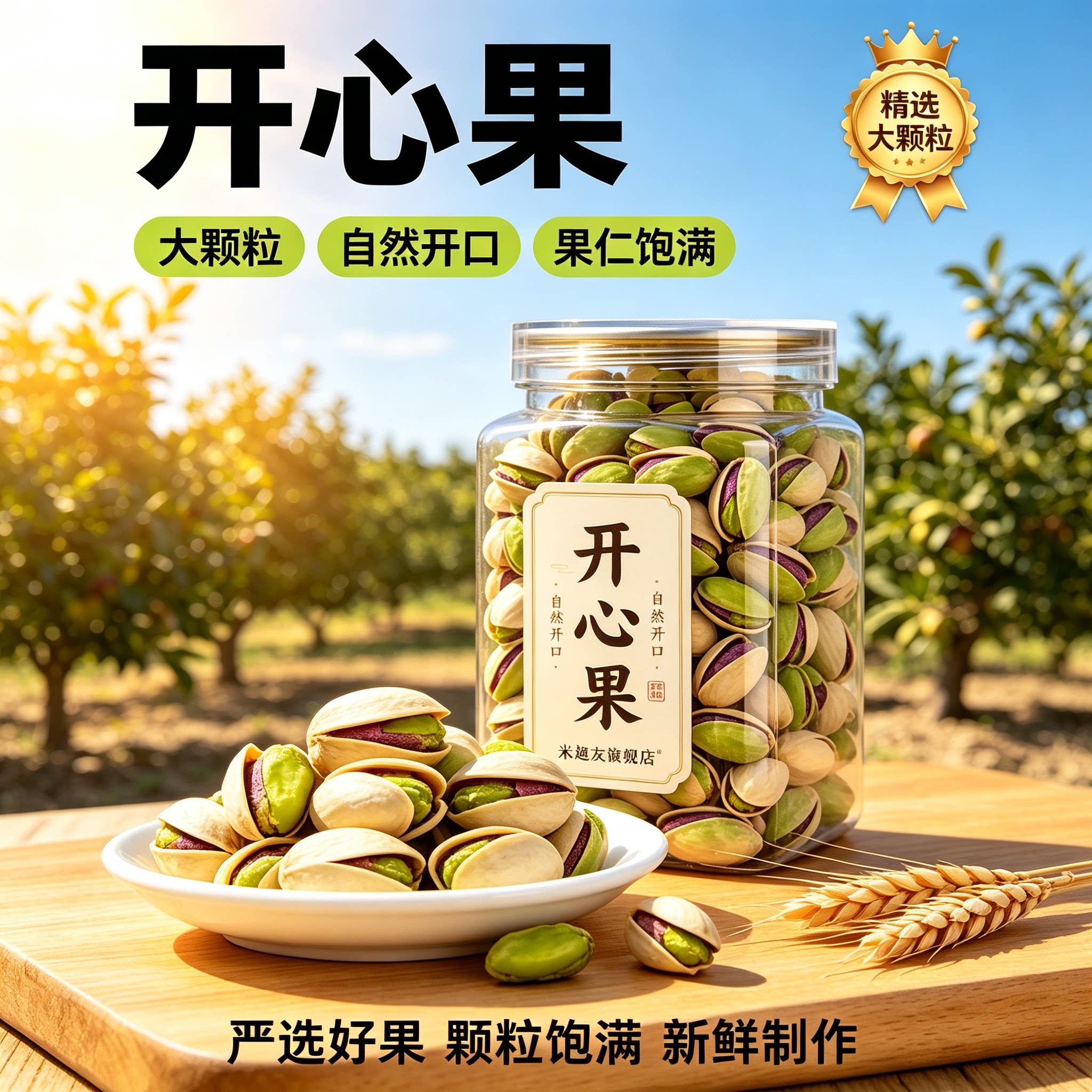 原色开心果罐装特大颗粒无漂白原味年货坚果干果零食散装批发