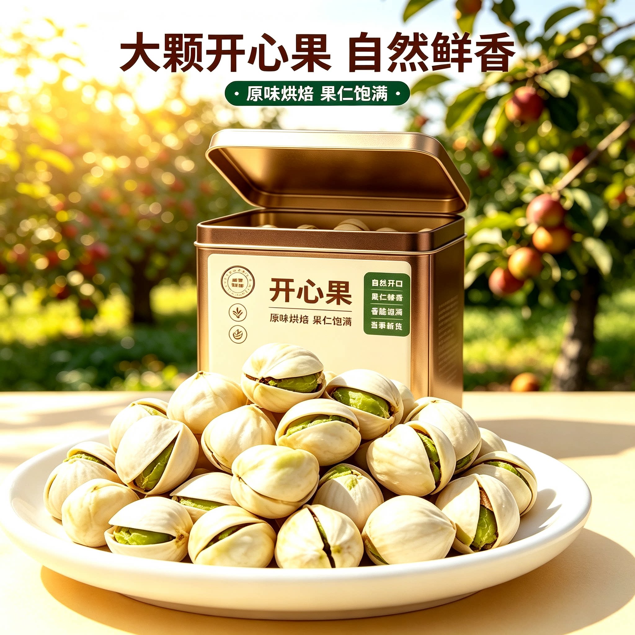 原色开心果罐装特大颗粒无漂白原味年货坚果干果零食散装批发