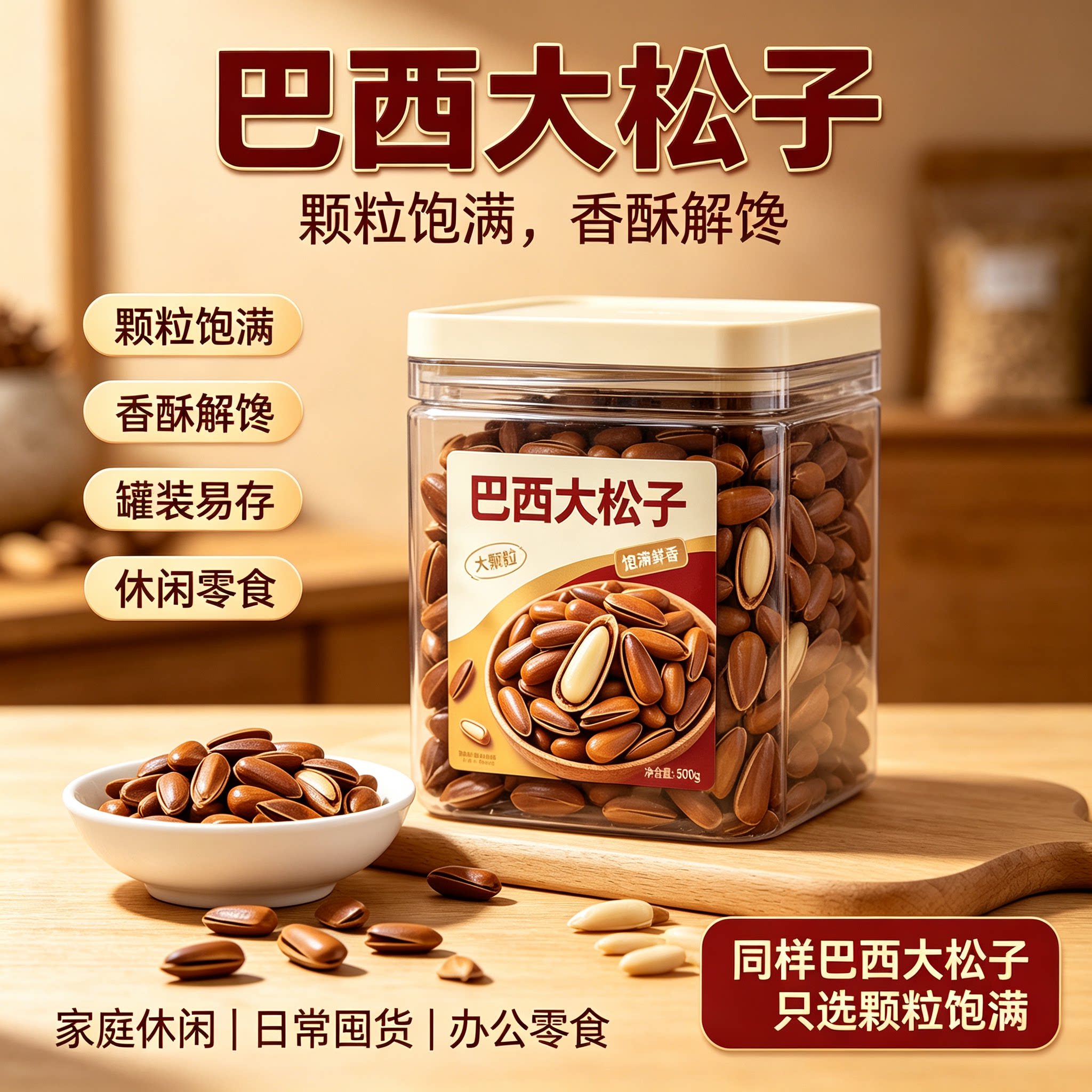 官方旗舰新货巴西手剥特大松子