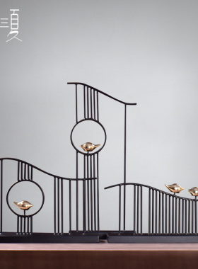 新中式家居禅意摆件书q柜软装饰品玄关客厅电视酒柜办公室金属摆