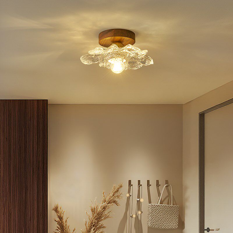 法式复古走廊灯过道灯花瓣阳台灯轻E奢中古风楼梯入户玄关吸顶灯