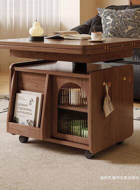 实木多功能移动推车茶桌几茶升客厅折EHK叠户茶台餐桌沙发两降用