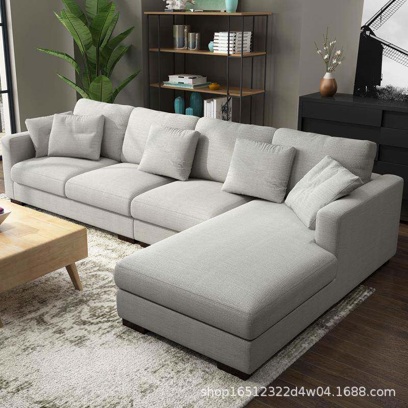 1+AWY2+3客厅家现代简约三人位贵妃组科技用布样直排布艺沙发合板