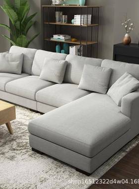 1+AWY2+3客厅家现代简约三人位贵妃组科技用布样直排布艺沙发合板