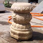 石雕花架石墩白玉古须汉弥座柱墩石盆景底座A0065复古庭头院家仿