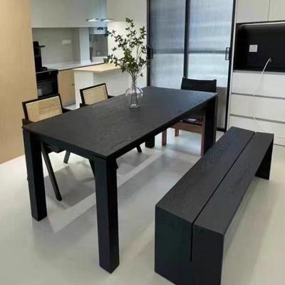 复古会议桌作实木桌客厅黑色办公桌大板长工台餐极简wyy24072白蜡