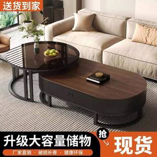 奢实木茶家用小户型极WXL简茶茶桌轻可伸缩茶几组合新款中古风台