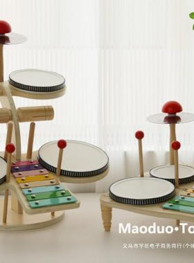 多功木质架子玩宝宝音乐台音乐启蒙早教打鼓鼓能儿童具女FDF男孩