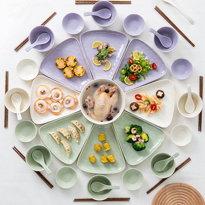 简奶油风拼盘餐具套装组家合用创意过年聚陶瓷会拼盘海鲜SN36拼盘