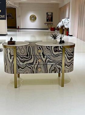 HIGHS轻奢艺术实木玄关柜别墅家用创计师设76593款入户高意端餐边