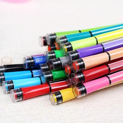 16LCX651218水24色筒装印章笔彩笔美术绘画螺水纹六角杆彩笔