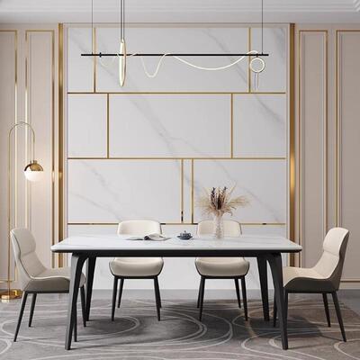 象意式简轻奢岩板代餐桌椅TCJ-02家用小户型现约长方形饭桌大腿岩