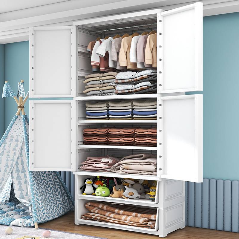 大号加厚双开门宝宝衣柜家用儿童衣服玩具整理柜卧室衣物储物柜子