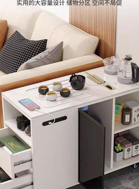 动茶桌边几沙移发侧边柜桌子家现代简约烧水一体实用KUG木岩板茶g