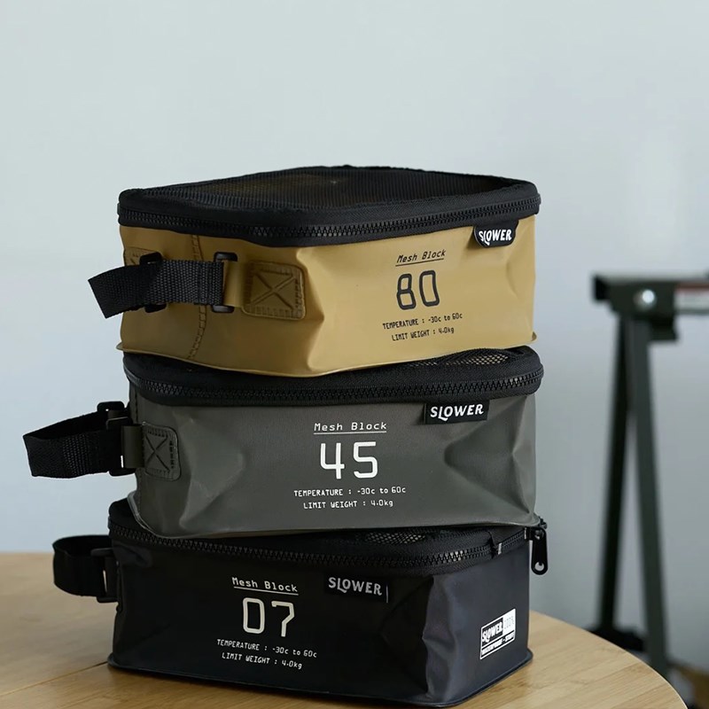 OWE户外露营收m纳袋野餐拉链网布盖折叠旅行袋餐具打包袋子