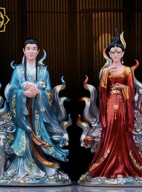 九姑娘神像九尾娘娘青t丘女神树脂白衣红衣九公子家用摆件