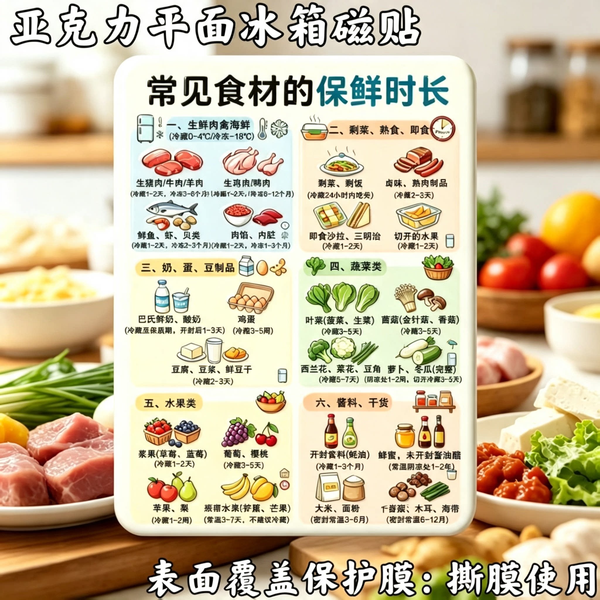 【食物保鲜科普】冰箱磁贴提示贴图片