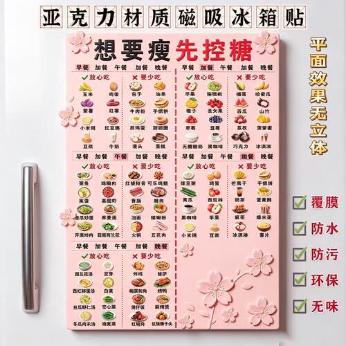 减肥食谱亚克力冰箱贴早中晚餐