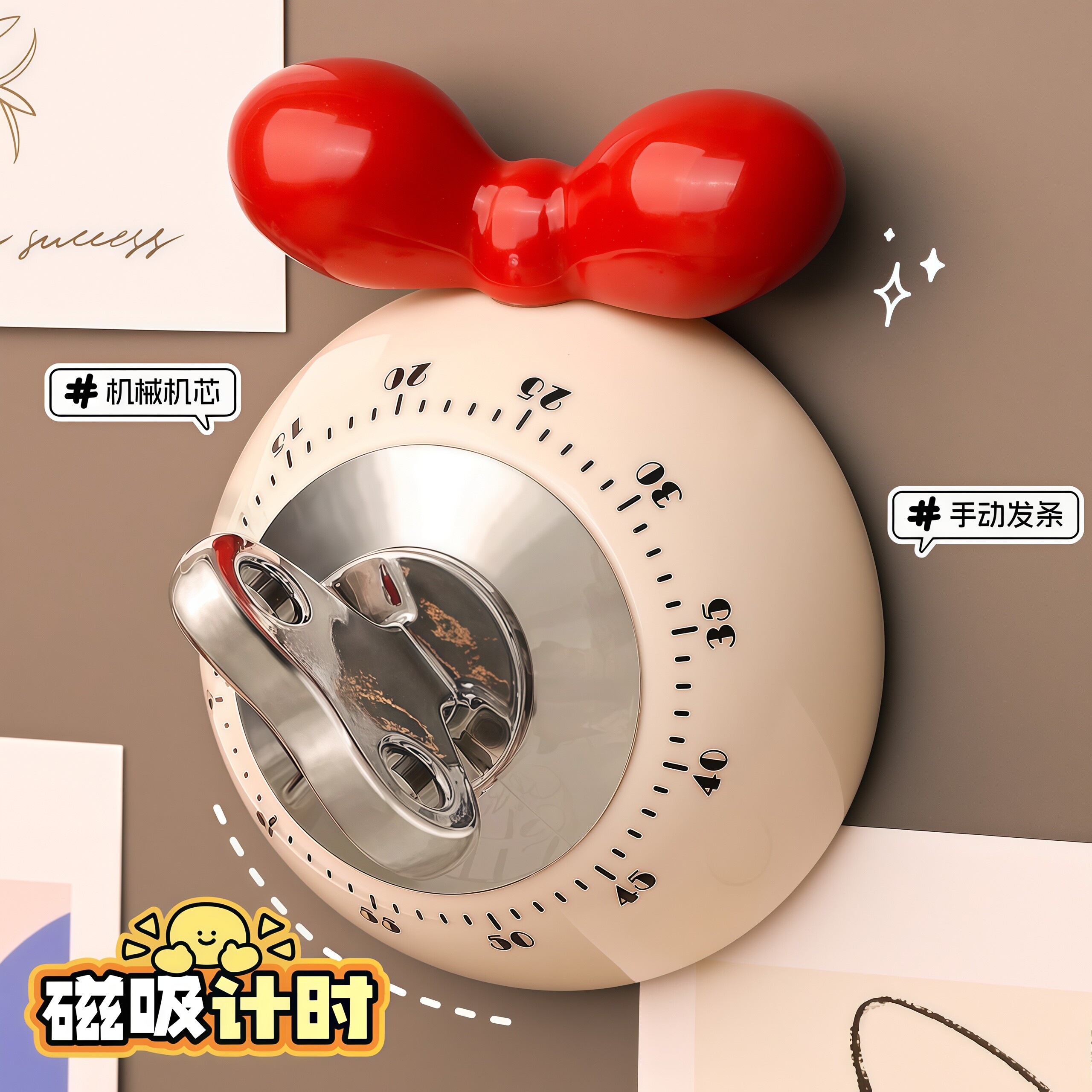 磁吸计时器厨房机械提醒器可爱冰箱做饭定时器钟家用烹饪烘焙专用
