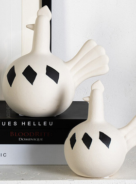 创意简约陶瓷小鸡摆件高级感客厅玄关卧室办公室桌.面生日礼物