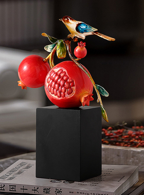 新中式石榴摆件多子多创意客厅酒柜E电视柜软装饰品乔迁新居礼品
