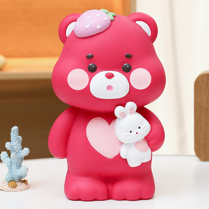 网红大号草莓熊存钱罐2023年新款大E人儿童男女孩只进不出储钱蓄