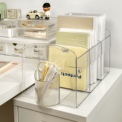 书立架文件架压克力宿舍桌面v透明书架书桌书本收纳教师办公桌置