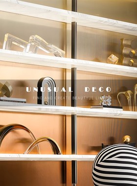 S 简约创意拱门牛角抽象几C何摆件样板间玄关软装饰品