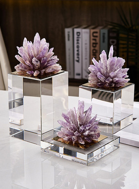 轻奢高档紫水晶摆件o高端家居客厅餐桌酒柜书房领导办公室装饰品