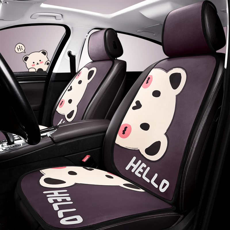汽车坐垫四季通用n新款短毛绒座椅套卡通可爱冬季座垫套半包